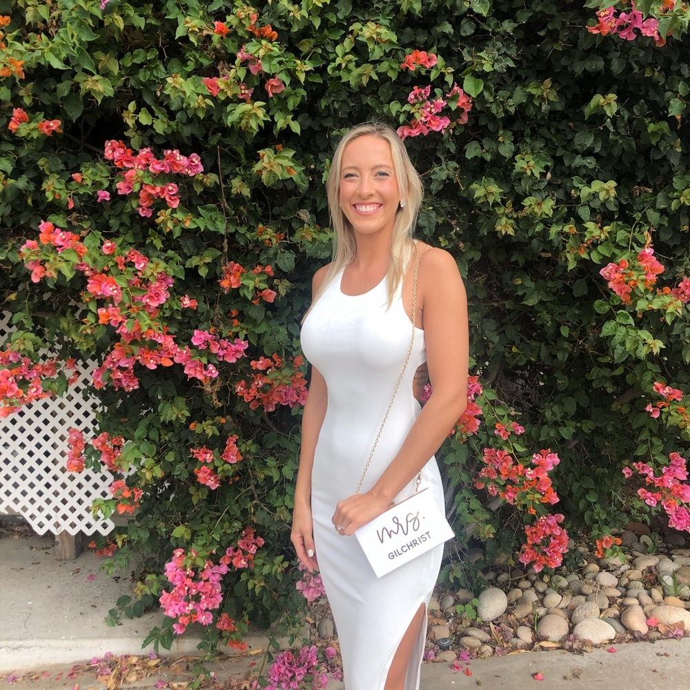 White Sleeveless Dress with Side Slit